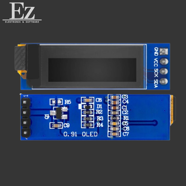 0,91" 128x32 I2C SSD1306 OLED Display – 4-Pin Blau