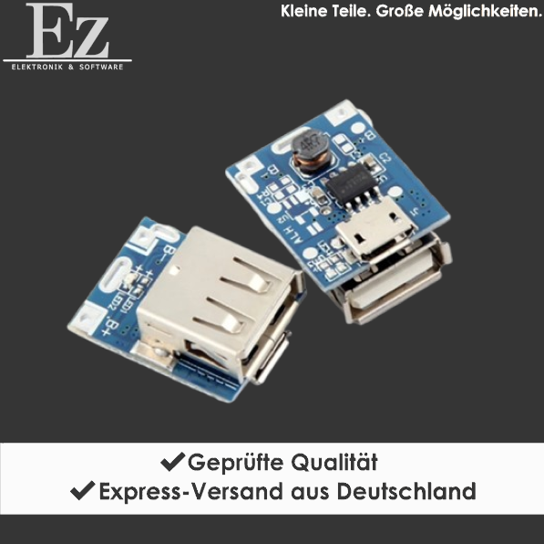 5V Step-Up Power Modul Lithium Lade- & Schutzboard USB A / Micro