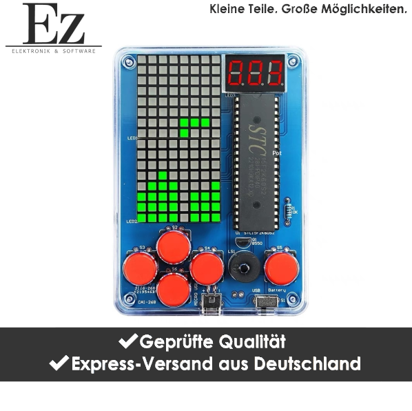 Pixel Game Console DIY Kit 51-teilig Tetris STC Mikrocontroller Bausatz